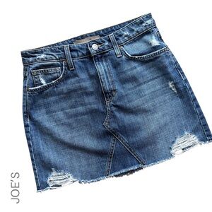 JOE’S JEANS | DISTRESSED CUTOFF HIGH WAIST DENIM MINI SKIRT | SIZE: 26